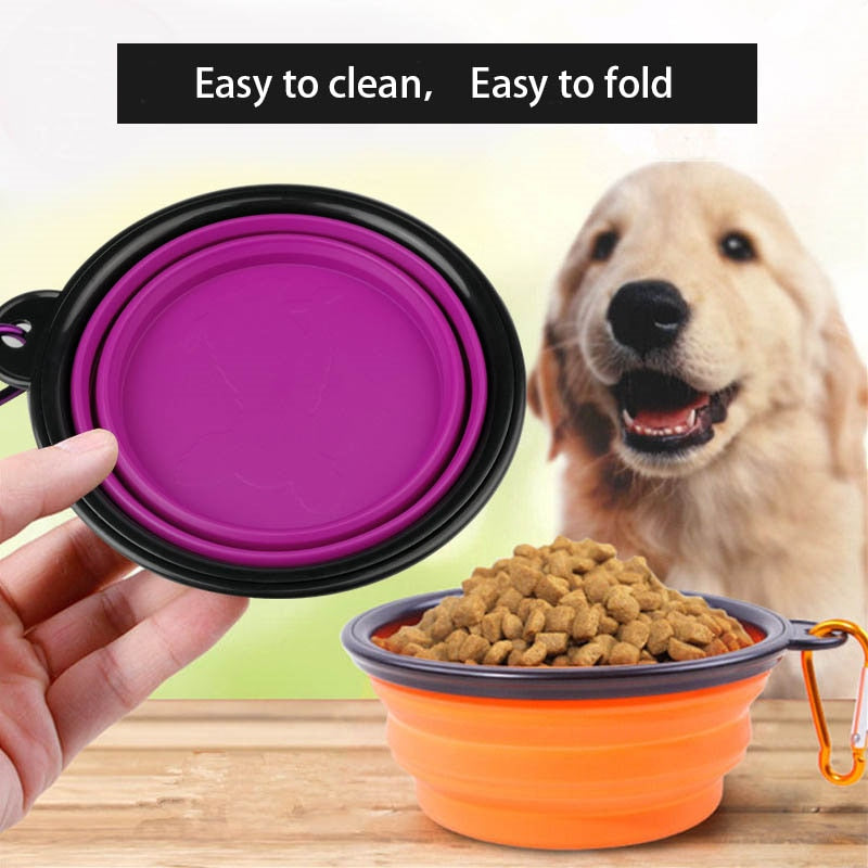 350/1000ml Outdoor Travel Portable Pet Food Container Feeder Dish Bowl